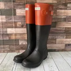 ✨極美品✨ ハンター　HUNTER　レインブーツ　長靴　バイカラー　23cm　黒