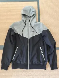 Nike ナイロンジャケット フード付き グレー/ネイビー M