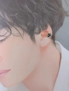 天然石　ヘマタイト　イヤーカフ　メンズ　ハンドメイド