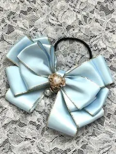 ハンドメイド ペンライトリボン ライトブルー 推し活　推しカラー　推し色　ペンラ