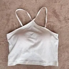 ホワイトリブ編みキャミソール