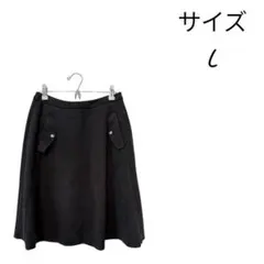 ブラック フレアスカート膝丈ゆったりサイズ L