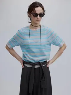 REVERSIBLE SHEER BORDER KNIT TOPのサムネイル