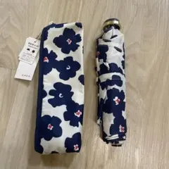 【新品未使用】a.s.s.a 晴雨兼用 折りたたみ傘 花柄 ネイビー