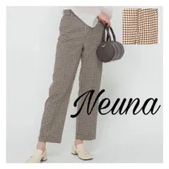 新品 Neuna 千鳥格子セミワイドハイウエストチェックカジュアルパンツのサムネイル