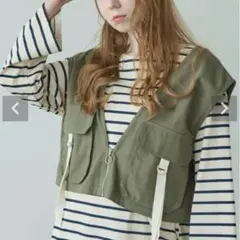 クリスプ ミリタリーショートベスト カーキ