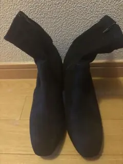 ⭐︎美品⭐︎ スエードサイドファスナーショートブーツ 黒　23.5㎝