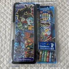 752z4501】ポケモン文房具セット　筆箱　鉛筆　キャップ　自由帳　下敷き5点