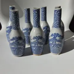 骨董 アンティーク 印判 御神酒 徳利 一輪挿し 古道具 明治 デッドストック