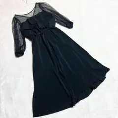 アパートバイローリーズ　＊ ドット　チュールレース ワンピース　ブラック　(M)