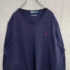 ポロバイラルフローレン　薄手ニット　ネイビー　PIMA COTTON 2XLT