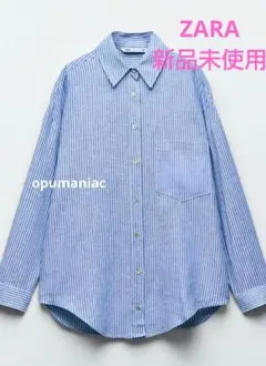 ZARA ストライプ リネンブレンドシャツ 新品未使用 ザラ