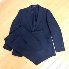 ぽむ♡様　スーツセレクト　ビジネススーツ　ネイビー　ヘリンボーン　Y4 スリム