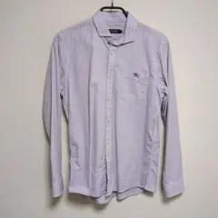 BURBERRY BLACK LABEL 長袖シャツ 紫白のストライプ　サイズ2
