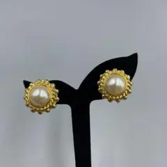 23ヴィンテージ ゴールド パール装飾 クラシック イヤリング