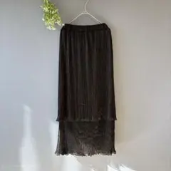 アース［F］美品◎大人ナチュナル◎ラメ加工◎ティアードシアーロングタイトスカート