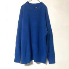 GAP ギャップ ブルー クルーネック ニット セーター 穴あき リメイクxs