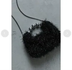 【美品】2wayラメシャギーハンドバッグ ボールハンドル