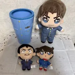 名探偵コナン ぬいぐるみ3体セットとドリンクホルダー