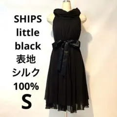 シップス リトルブラック 表地シルク100% 黒シフォンパーティードレス Sのサムネイル