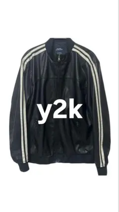y2k ストライプ付きレザージャケット