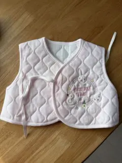 【日本製】ウサギ刺繍ベビーベスト(ピンク)50〜70㎝