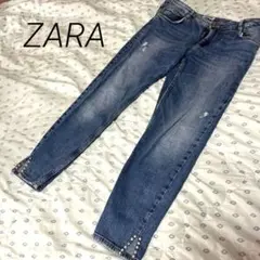 ZARA スタッズ付きダークブルースキニーデニム　訳あり