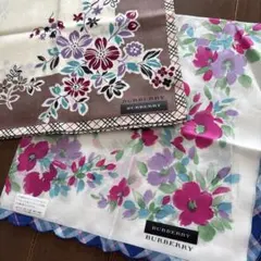 未使用　バーバリー　ハンカチ2枚セット　BURBERRY 花柄　ノバチェック