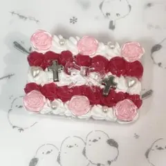 中ꕤ︎︎小物ケースホイップデコ(ルビーピンク×ホワイト)