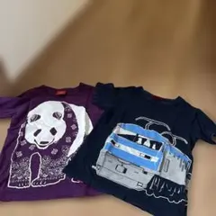 オジコ　パンダと電車デザインTシャツ2枚セット　8A(110〜120cm)