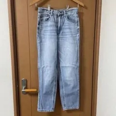 GU ライトブルー ストレートデニムパンツ　テーパードパンツ