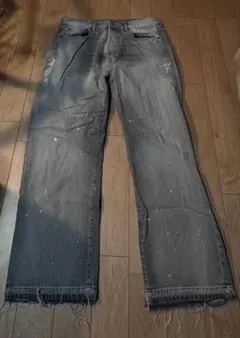 【完売品】ZARA ザラ スプラッター柄ルーズフィットデニムパンツ EU44