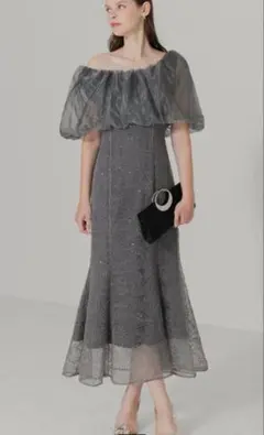 2WAYオフショルダーパフスリーブマーメイドドレス