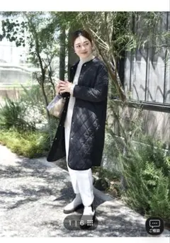 中綿キルティング コート ブラック