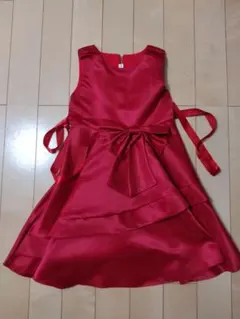 リボン付きドレス 130cm　レッド