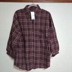 【 新品未使用】SPRAY PREMIUM チェック柄シャツ Fサイズ　ブラウン
