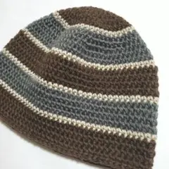 ビーニー　クロシェハット　クラッシャーハット　ニット帽　ブラウン