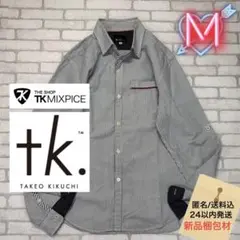 ■TAKEO KIKUCHI 2WAY モノトーンストライプ＆ドット柄薄手シャツのサムネイル