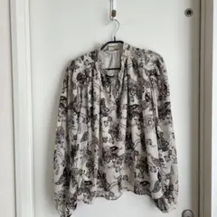 MOUSSY ペイズリー柄 フリルネック 長袖ブラウスのサムネイル