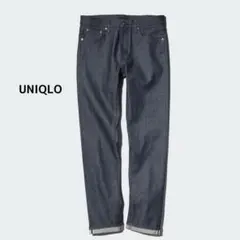 UNIQLO スリムフィットジーンズ/セルビッジ 33 ネイビー ストレート