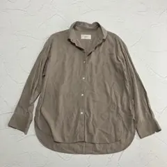 Elura エルーラ リネン混シャツ 麻 レーヨン ブラウン ゆったり 長め丈のサムネイル