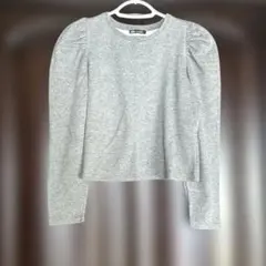 ZARA パフスリーブ 長袖 カットソー グレー M