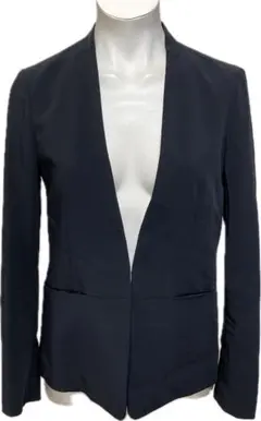 新品同様☆グリーンレーベルリラクシング ストレッチノーカラージャケット 黒36☆