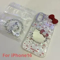 iPhone16用 キラキラケース チャーム付
