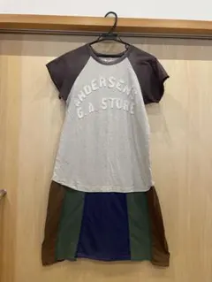 DENIM DUNGAREE ラグラン切替ワンピース Lサイズのサムネイル