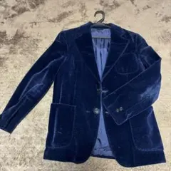 ネイビー 別珍素材　テーラードジャケット