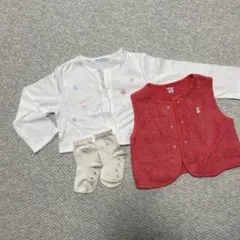 familiori 刺繍入りカーディガンとベスト　靴下セット