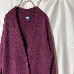 LANDS END ロング ニットカーディガン パープル サイズLのサムネイル