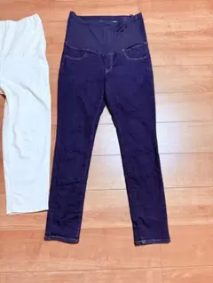 ダークブルー ハイウエストパンツ XL