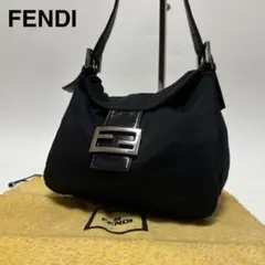 u87【極美品】フェンディ コットン ブラック マンマバケット 